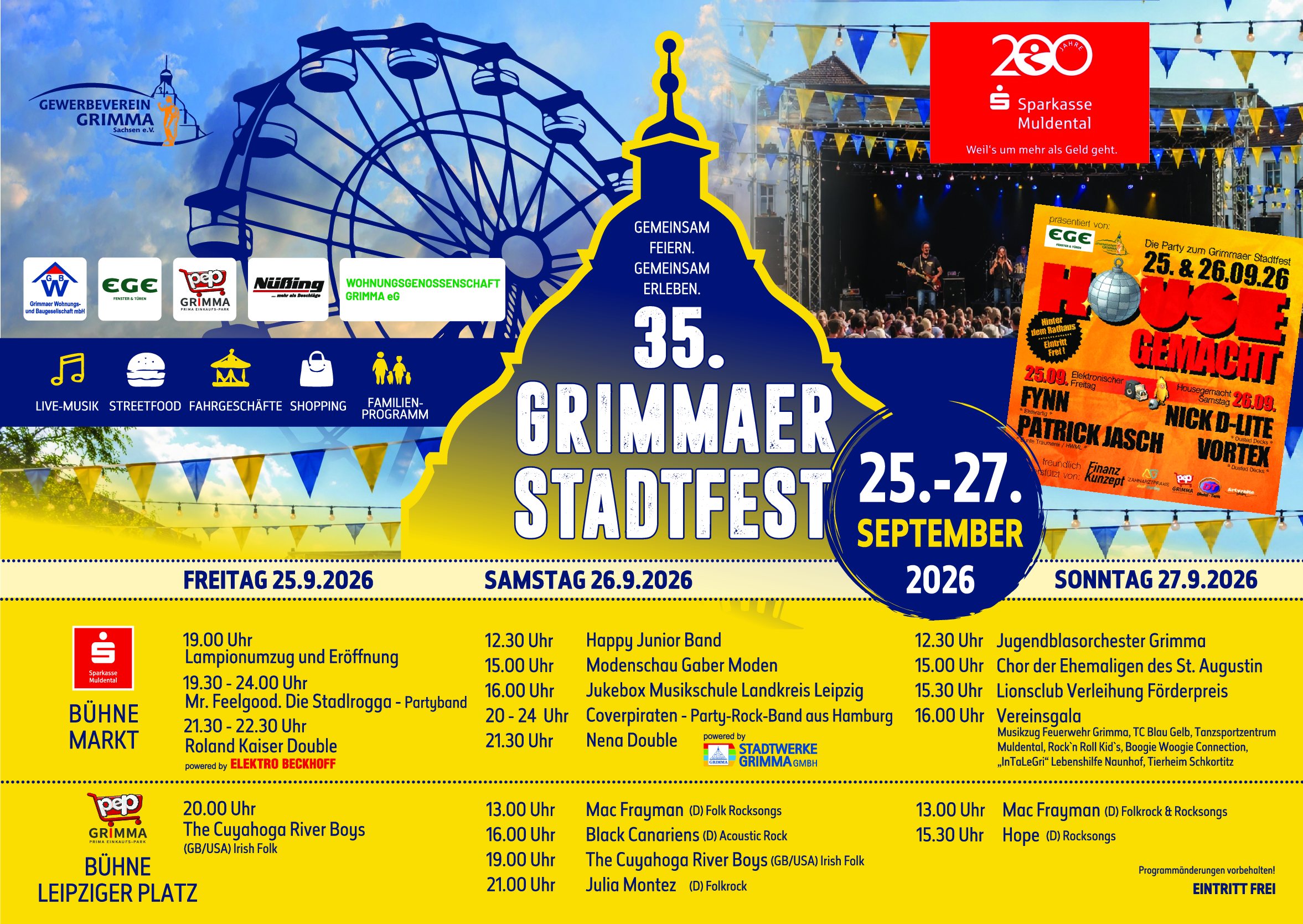 35. Stadtfest Grimma – 25. bis 27. September 2026